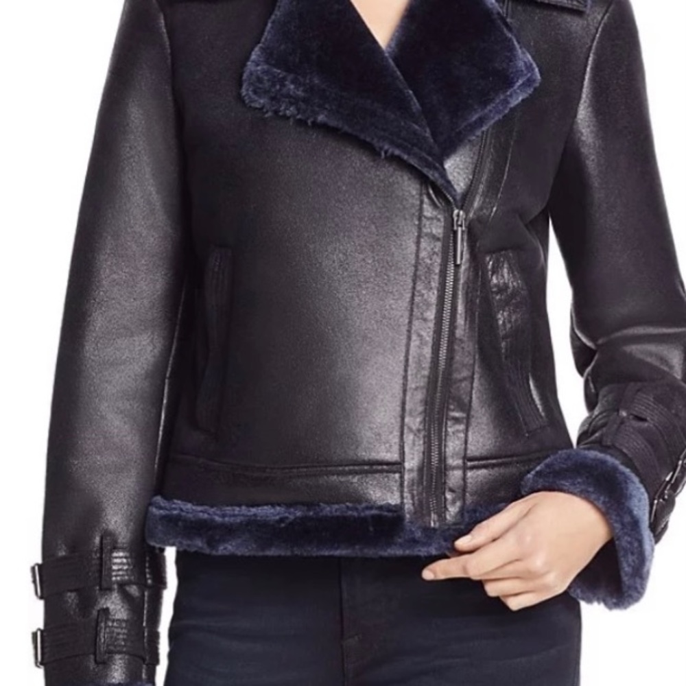 Kenneth Cole Faux Shearling Moto Jacket